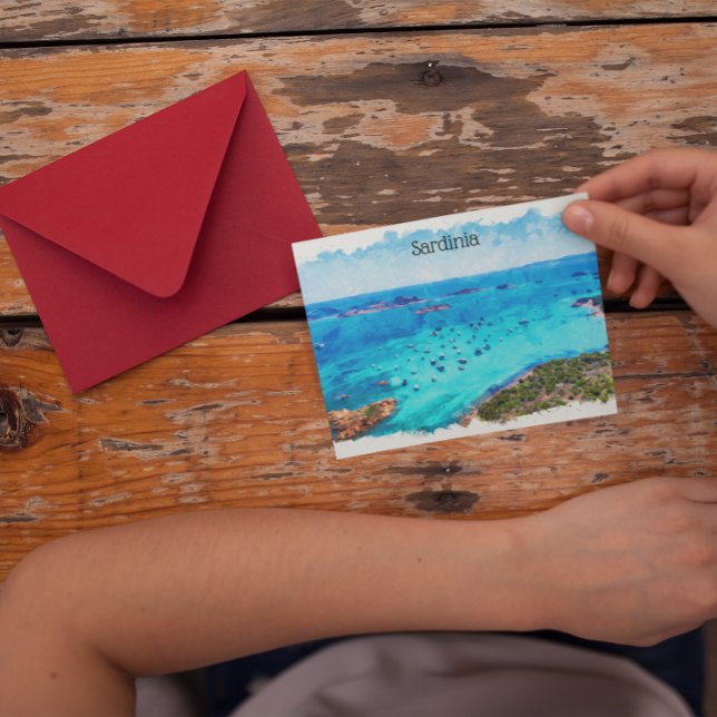 Schöne Sardinien Italien Mittelmeer Landschaft Postkarte (sardinia landscape panorama view postcard)