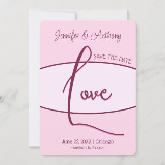 Schöne Save the Date rosa Liebe Hochzeit Einladung