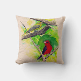 Schöne Scarlet Tanager Vögel Kunst Kissen
