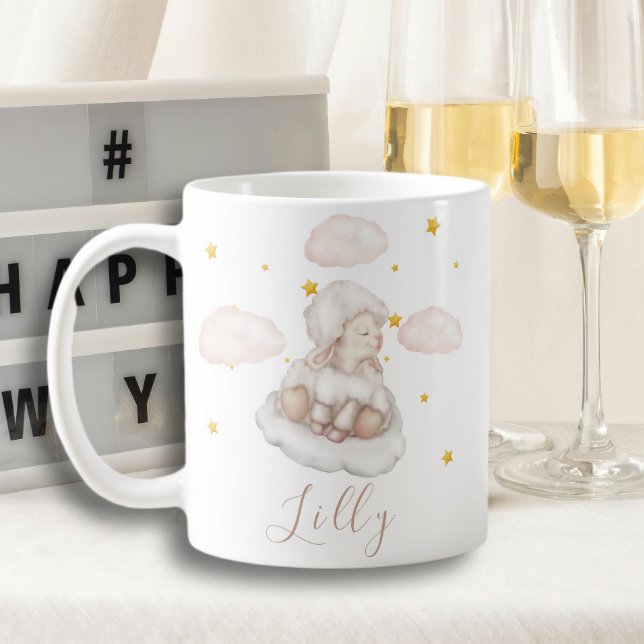 Schöne, schaf-rosa Wolken Lamb Dreamy goldene Ster Kaffeetasse (Von Creator hochgeladen)