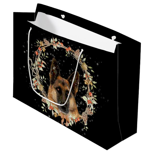 Schöne Schäferhund-Feriengeschenk-Tasche Große Geschenktüte (Vorderseite Schrägansicht)