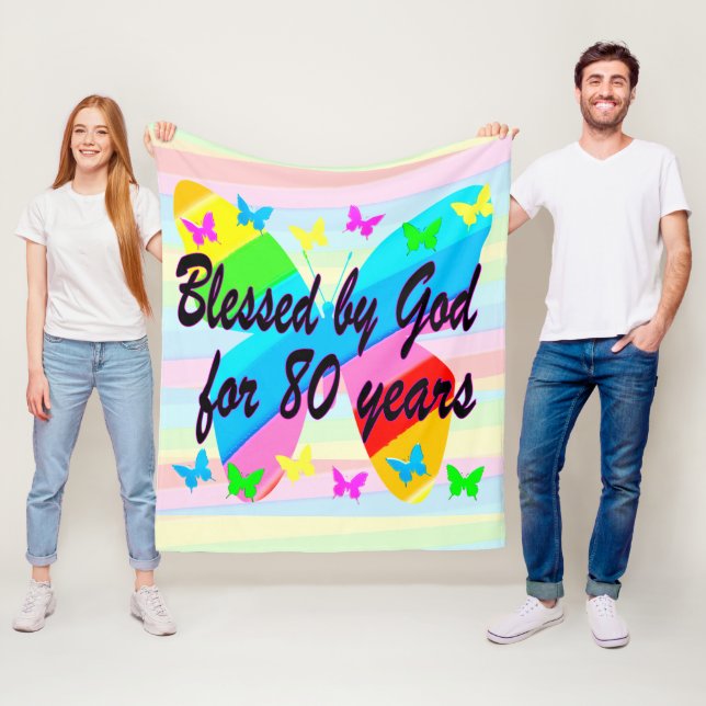 SCHÖNE SCHALTFLÄCHE 80. GEBURTSTAGSBLESSBLANKET FLEECEDECKE (Beispiel)