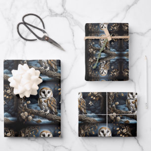 Schöne Scheuneneule auf einem Zweig Geschenkpapier Set