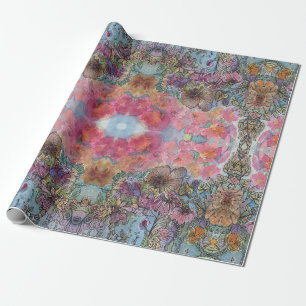 Schöne, schicke Blumengarten-Aquarellmalerei Geschenkpapier