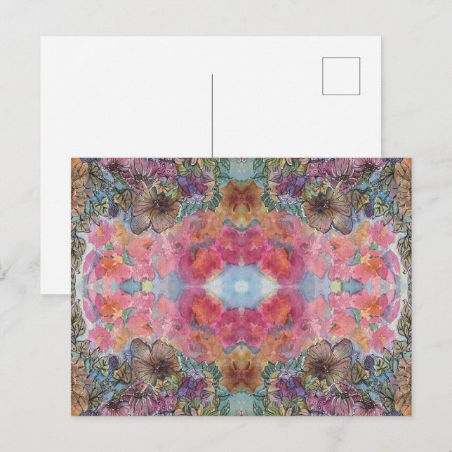 Schöne, schicke Blumengarten Wasserfarben Malerei Postkarte (Vorne/Hinten)