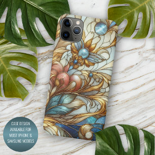 Schöne, schicke Glasmalerei im floralen Mosaikmust iPhone 16 Pro Max Hülle