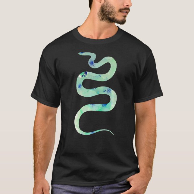 Schöne Schlange Grüne Blume T-Shirt (Vorderseite)