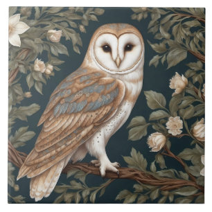 Schöne Schleiereule, inspiriert von William Morris Fliese