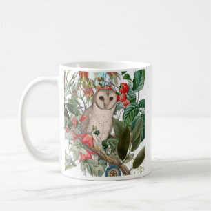 Schöne Schleiereule und Vintage-Blumen Kaffeetasse