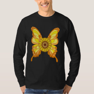 Schöne Schmetterling Gelbe Blume Gärtner Hippie T-Shirt