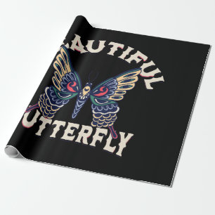 schöne Schmetterling-Retro-Vektor-Kunst-Illustrati Geschenkpapier