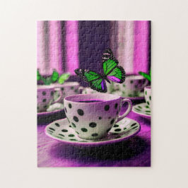 Schöne Schmetterlinge auf Polka-Dot Cups Puzzle