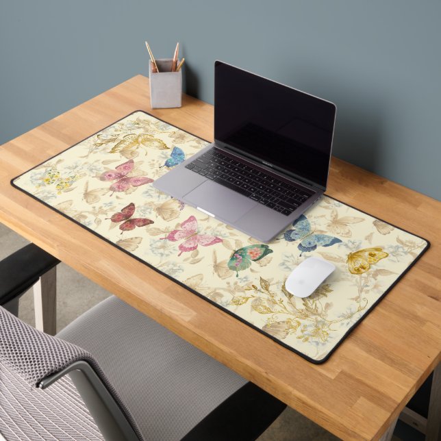 Schöne Schmetterlinge Blumen Schreibtischunterlage (Büro 2)