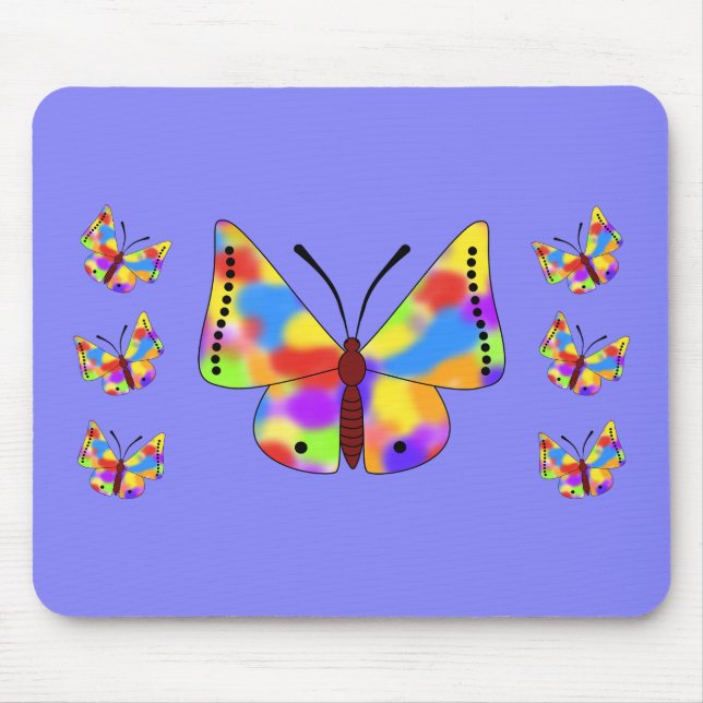 Schöne Schmetterlinge mit Regenbogenflügeln Mousepad (Vorne)