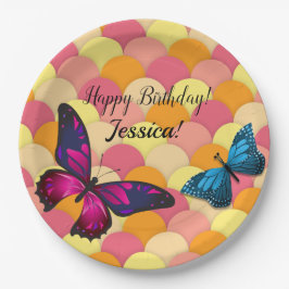 Schöne Schmetterlinge Orange Scallops Pappteller