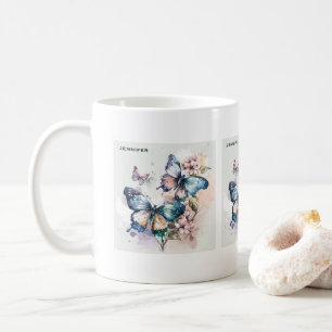 Schöne Schmetterlinge und Blume Kaffeetasse