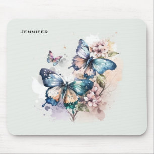Schöne Schmetterlinge und Blume Mousepad