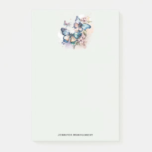 Schöne Schmetterlinge und Blume Post-it Klebezettel