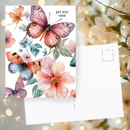 Schöne Schmetterlinge und Blume WERDEN BALD GUT. Postkarte