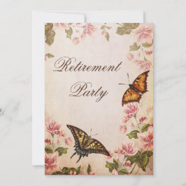 Schöne Schmetterlinge & Vintage Blossom-Pensionier Einladung