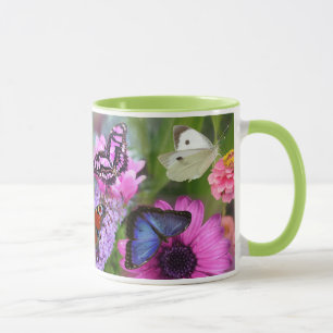 Schöne Schmetterlinge Wilde Blume Liebe mit Grün Tasse
