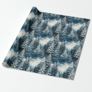 Schöne schneebedeckte Pinienwälder Weihnachten Geschenkpapier