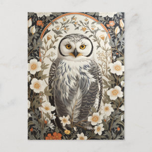 Schöne Schneeeule, inspiriert von William Morris Postkarte