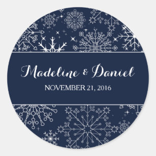 Schöne Schneeflocken Hochzeitsticker/Siegel Runder Aufkleber