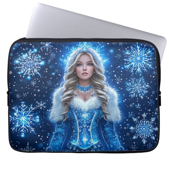 Schöne Schneemädchen Laptopschutzhülle (Vorderseite)