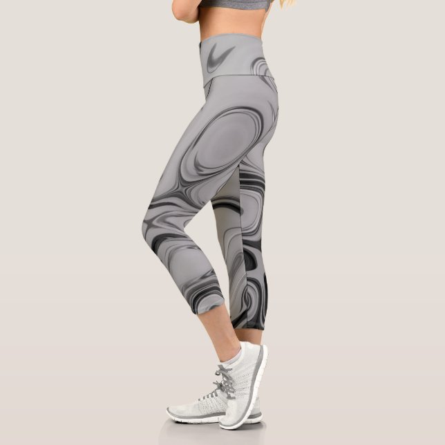 Schöne, schöne ash graue Textur Farbkunst drucken Capri Leggings (Links)