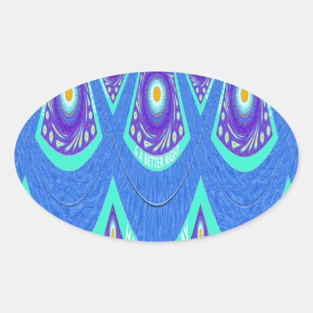 Schöne, schöne Cyan Blue Batik Print Vektor Kunst Ovaler Aufkleber (Vorderseite)