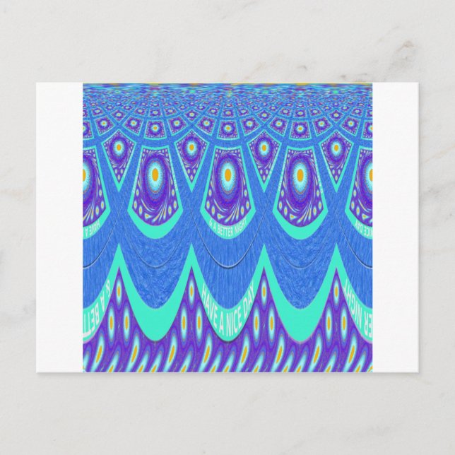 Schöne, schöne Cyan Blue Batik Print Vektor Kunst Postkarte (Vorderseite)