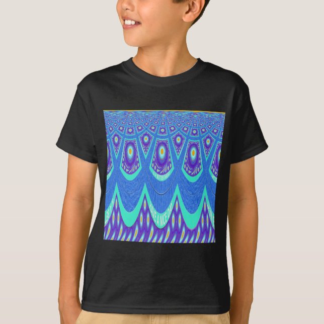 Schöne, schöne Cyan Blue Batik Print Vektor Kunst T-Shirt (Vorderseite)
