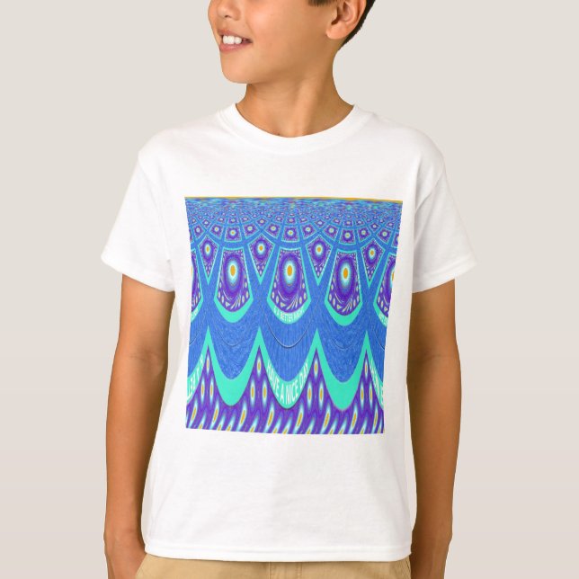 Schöne, schöne Cyan Blue Batik Print Vektor Kunst T-Shirt (Vorderseite)