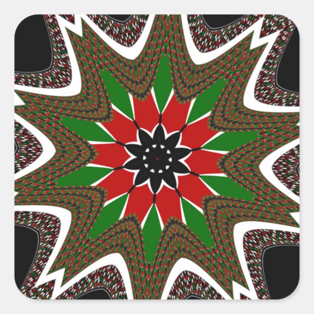 Schöne schöne Kenya Kulturmotif Geometrie Quadratischer Aufkleber (Vorderseite)
