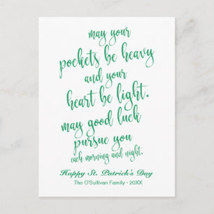 Schöne Schrift Alte Irische Segnung St. Patrick's  Postkarte