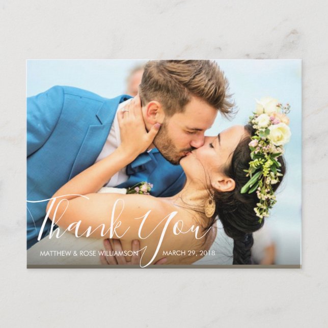 schöne Schrift | hochzeit danke Postkarte (Vorderseite)