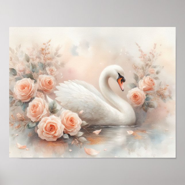 Schöne Schwan-Malerei Poster (Vorne)