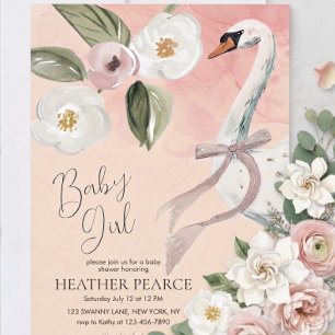 Schöne Schwan-Prinzessin Verzaubertes Mädchen Baby Einladung
