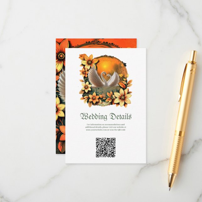 Schöne Schwäne in der Liebe. Begleitkarte (Vorderseite/Rückseite Beispiel)