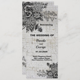 Schöne Schwarz/Grau-Blume Hochzeit Ankündigung