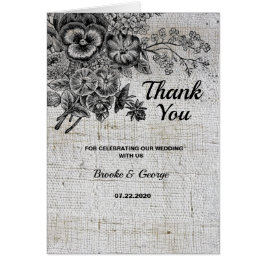 Schöne Schwarz/Grau BlumenHochzeit Dankeschön Kart