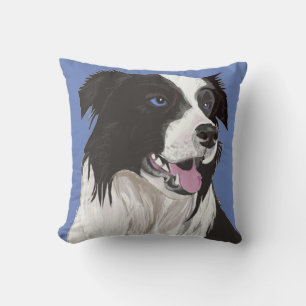 Schöne Schwarz-Weiß-Collie mit blauen Augen Kissen