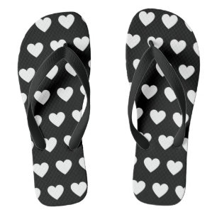 Schöne Schwarz-Weiß-Herzen bedruckt Flip Flops
