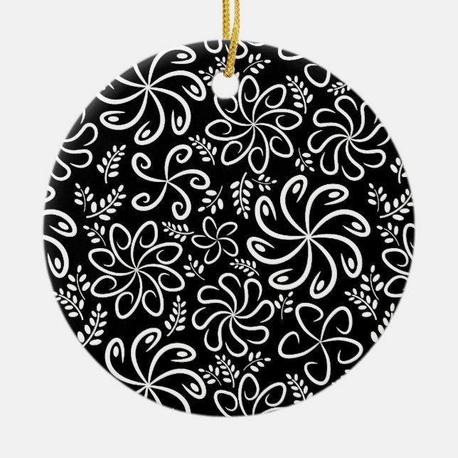 Schöne Schwarz-Weiß-Ornamente Keramik Ornament (Vorne)
