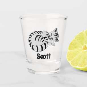 Schöne Schwarz-Weiß Tig Kitten Schlafname Tag Schnapsglas