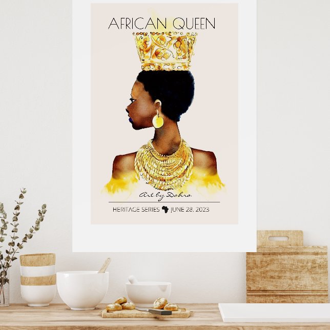 SCHÖNE SCHWARZE AFRIKANISCHE KÖNIGIN BIG GOLD NECK POSTER (Küche)