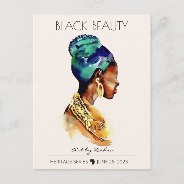 SCHÖNE SCHWARZE AFRIKANISCHE KÖNIGIN BIG GOLD NECK POSTKARTE (Vorderseite)