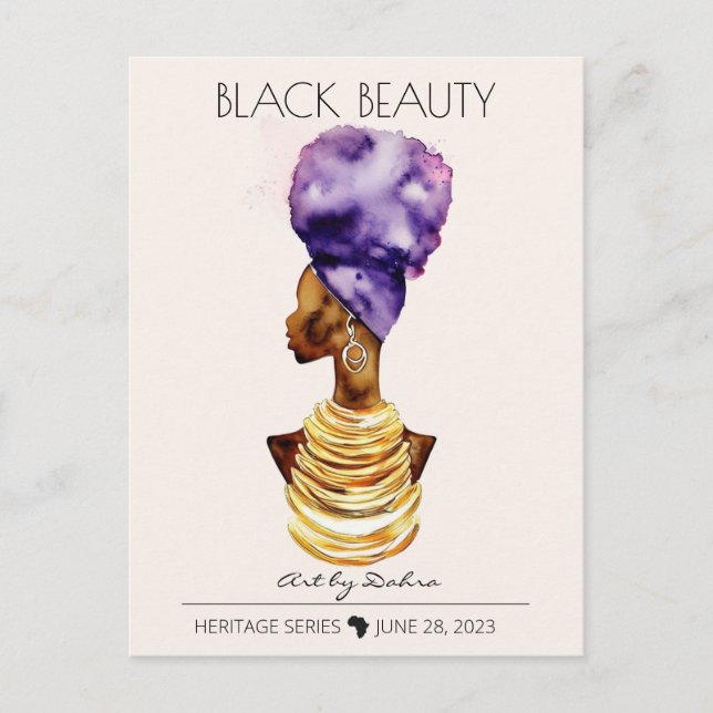 SCHÖNE SCHWARZE AFRIKANISCHE KÖNIGIN BIG GOLD NECK POSTKARTE (Vorderseite)