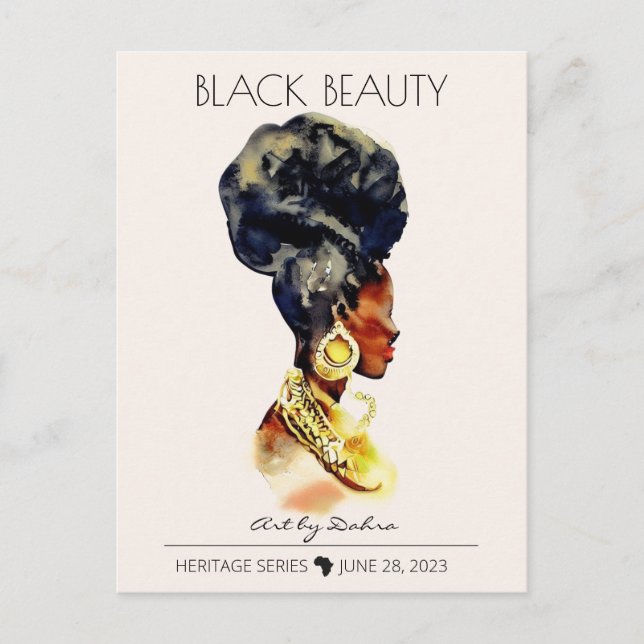 SCHÖNE SCHWARZE AFRIKANISCHE KÖNIGIN BIG GOLD NECK POSTKARTE (Vorderseite)